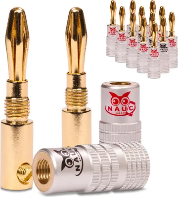 Produktbild von Bananenstecker 4mm schraubbar 14x Stecker vergoldet NAUC für Lautsprecherkabel