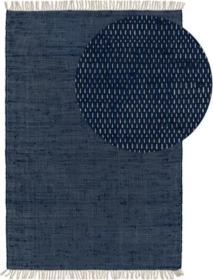 Produktbild von Teppich aus recyceltem Material Tom Dunkelblau 15x15 cm Muster Wohnzimmer Rechteckig Einfarbig Modern Kurzflor benuta Skandinavisch