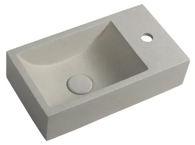 Produktbild von CREST R Betonwaschbecken mit Auslauf, 40x22cm, weißer Sandstein