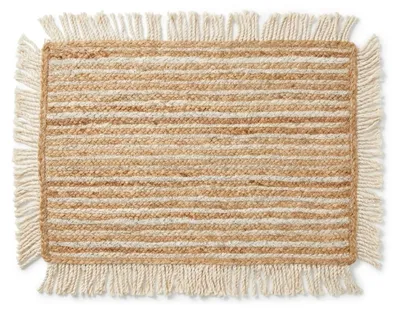 Produktbild von Westwing Collection Brandy Fußmatte Jute Baumwolle 45x70 cm Braun Fransen Boho