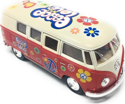 Produktbild von Modellauto T1 Bus Peace and Love 1962 rot / beige Rückziehmotor