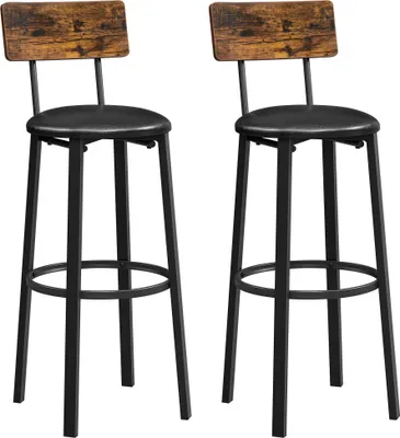 Produktbild von VASAGLE Barhocker, 2er Set, Barstühle, Küchenstühle, mit Rückenlehne 069B81