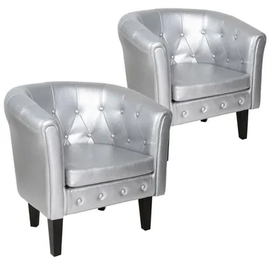 Zdjęcie produktu dla MIADOMODO Zestaw foteli Chesterfield, 58x71x70 cm, srebrny