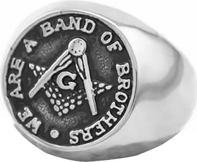 Produktbild von Freimaurer Ring Herren Edelstahl Tempelritter Ring Masonic Siegelring silber 62 - Ø 19,76 mm