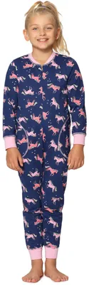 Produktbild von Merry Style Mädchen Schlafstrampler Strampelanzug MS10-186 (Marineblau Einhorn, 158-164)