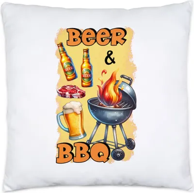 Produktbild von Beer & BBQ Grillen Bier lustiges Grill Spruch Kissen inkl. Füllung