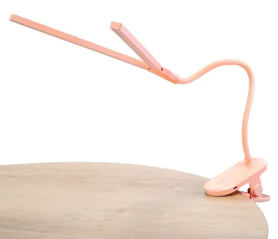 Image de Lampe de bureau LED portable Joy. Réglage de l'intensité et de la température de la lumière. Bras flexible et angle réglable. Couleur : rose.
