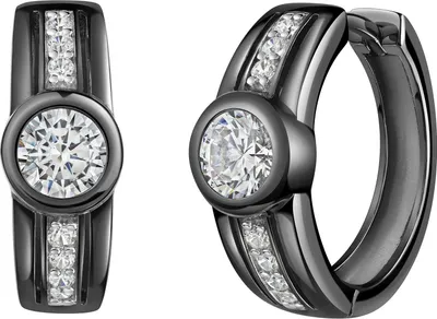 Produktbild von Celesta Silber Creolen 925 Sterling Silber rhodiniert/schwarz Zirkonia 925/- Sterling Silber 1,7cm weiß Zirkonia weiß 360210216