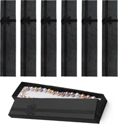 Produktbild von Set von 6 Schmuckschachteln - Schwarze Geschenkboxen für Ohrringe - Schmuckkästchen mit Samtfutter