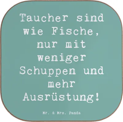 Produktbild von Mr. & Mrs. Panda Untersetzer Quadratisch Spruch Tauchen Abenteuer - Meeresbrise - Geschenk, tauchausrüstung, Gläser, Sportler, Holzuntersetzer, Sicherheit, für, Geschenke