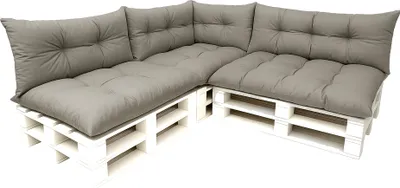 Immagine prodotto di Set di cuscini per pallet grigio 7 pezzi | seduta 120x50 + schienale 120x40 | cuscini per pallet | set di cuscini da giardino
