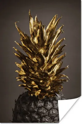 Produktbild von MuchoWow® Poster Obst - Ananas - Gold 120x180 cm - Kunstposter