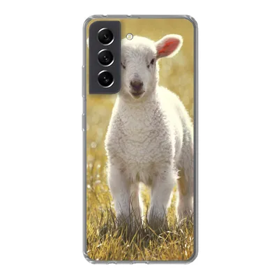 Produktbild von MuchoWow® Handyhülle Schutzhülle Hülle für Samsung Galaxy S21 FE Lamm - Gras - Sonne Silikon Softcase Handy Hülle - Mobiltelefonhülle