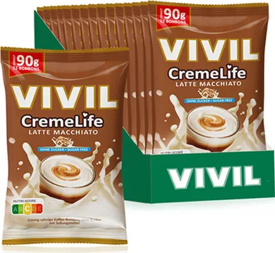 Produktbild von VIVIL Creme Life Latte Macchiato Sahnebonbons ohne Zucker | 15 Beutel x 90g