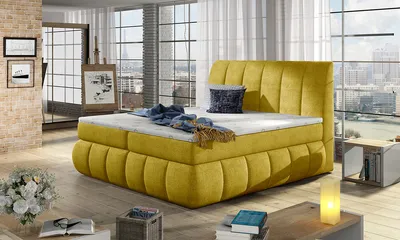 Produktbild von NABBI Gepolstert Doppelbett mit Stauraum Varesa 180 - gelb