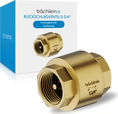 Image de Clapet anti-retour universel Bächlein - Clapet anti-retour en laiton avec filetage intérieur G 3/4 pouce des deux côtés - clapet anti-retour inoxydable et étanche à l'eau pour un système d'eau potable sûr