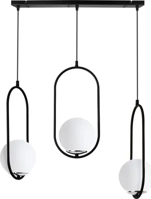 Obrázek produktu pro Závěsné svítidlo Luna, černé a chromové – 3 žárovky s bílým stínidlem E14