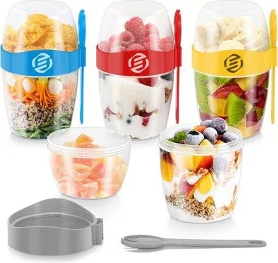 Obrázek produktu pro Sada ovesných vloček k snídani – sada 2 ks – sklenice – 500 ml – sada ovesných vloček k snídani