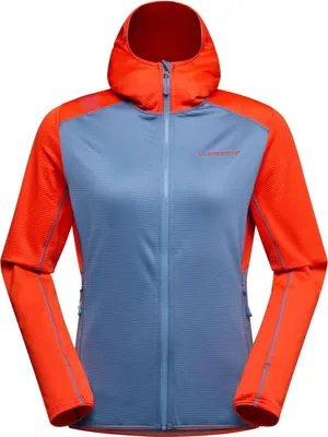 La Sportiva Upendo Hoody W in Blau und Orange; Damen Midlayer Jacke mit Kapuze.