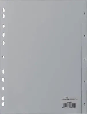 Produktbild von Register A4 1-5 PP grau Packung mit 25 Stück
