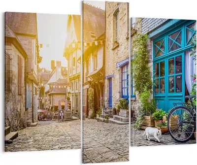 Produktbild von Bild auf Leinwand - Leinwandbild - stadt straße katze - 95x80cm - Wand Bild - Wanddeko - Wandbilder - Leinwanddruck - Bilder - Kunstdruck - Wanddekoration - Leinwand bilder - Wandkunst - CB95x80-3711
