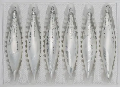 Produktbild von 6 tlg. Glas-Zapfen Set in Ice Weiss Silber Regen