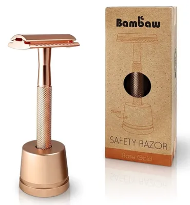 Image de Machine à raser de luxe en or rose avec support élégant - rasage doux et précis, 1 pièce