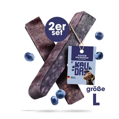 Produktbild von KAUDAS Käse-Kaustange Blaubeere für Hunde - 2 × L Hartkäse mit Blaubeere, zahnreinigend & natürlich