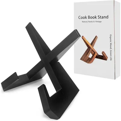 Productafbeelding van Kookboekhouder - Hout - 21 x 30 cm - Zwart - Receptenhouder