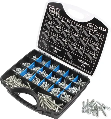Produktbild von CCLIFE 580tlg Sechskantschrauben Set M4 M5 M6, 8-50mm, DIN 933 Verzinkt Sechskant Schrauben Vollgewinde