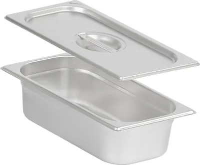 Immagine prodotto di Contenitore GN 1/3 con coperchio, altezza 100 mm, contenitore termico in acciaio inox, adatto per chafing dish