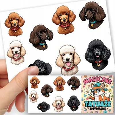 Produktbild von ABWASCHBARE KINDERTATTOOS TEMPORAER - Hunde Rasse PUDEL PUDELEK - 8 St.