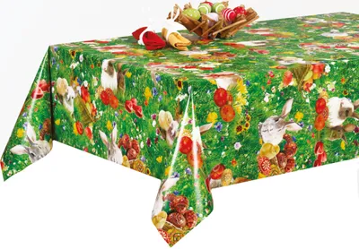 Produktbild von PVC Tischdecke Ostern 1 Wachstuch - Eckig - Länge & Breite wählbar - abwaschbar - Osterhase Hase Küken , Größe:140 x 2500 cm