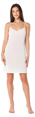 Image de Bellivalini Sous-robe femme lisse Petticoat Décolleté en V Bretelles réglables BLV50-271 (Ecru, XXL )