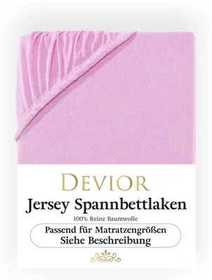 Produktbild von Devior Jersey Spannbettlaken 140x200 - 160x200 cm rosa Bettlaken 100% Baumwolle bis 22cm Matratzenhöhe Gummizug