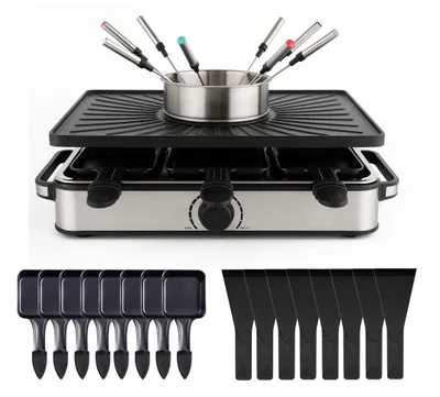 Produktbild von Raclette- und Fondue-Set für 8 Personen – inklusive Pfännchen und Schaber