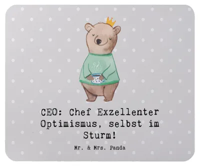 Produktbild von Mr. & Mrs. Panda Mauspad CEO Optimismus - Grau Pastell - Geschenk, mousematte, Berufsprodukte, Berufsleben, Berufsalltag, laptop, Beruf, mousepad, Mouse Pad, Humor