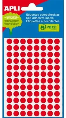 Produktbild von Etiketten, rot fluoreszierend, rund, Durchmesser 8 mm, 288 Etiketten/Packung, APLI