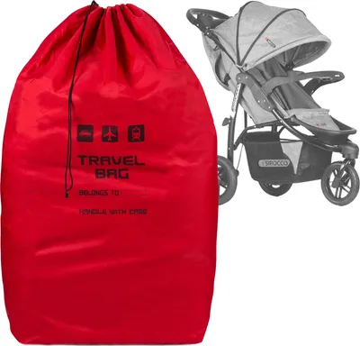 Produktbild von Rote Reisetasche für Kinderwagen Größe zu 100x60x40 cm Transporttasche Buggy Tragetasche Faltbar als Rucksack perfekt am Flughafen beim Einchecken Bahnhof Autofahrten [085]