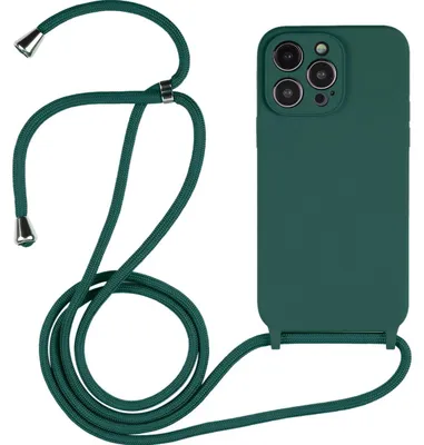 Produktbild von Mobigear Handylanyard für iPhone 14 Pro Max, Silikon-Handykette – Dunkelgrün