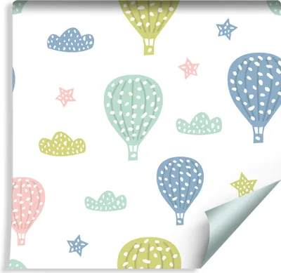 Produktbild von 10m VLIES TAPETE Rolle Kinderzimmer Bunte Ballons Wolken XXL