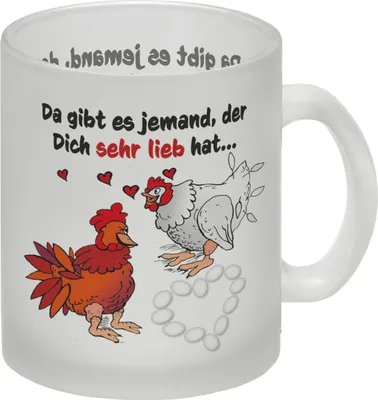 Produktbild von Da gibt es jemand, der dich sehr lieb hat Glas Tasse mit Hühnern