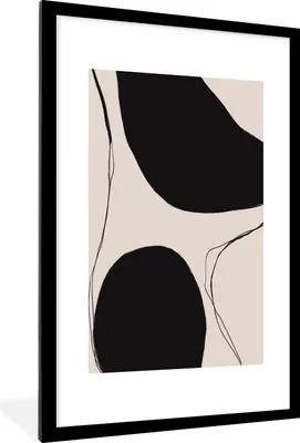 Produktbild von MuchoWow® Gerahmtes Poster Pastell - Schwarz - Minimalismus 60x90 cm - Poster mit Schwarzem Bilderrahmen Wandposter Rahmen Foto Bilder - Dekoration - Wandposter Wohnzimmer - Hochwertig