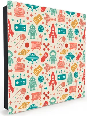 Produktbild von Nachbildung-Schlüsselkasten, Magnetpinnwand und Memoboard mit Glasfront Motiv Retro Muster