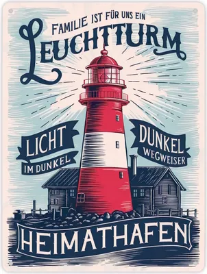 Produktbild von Familie ist für uns ein Leuchtturm Metallschild XL in 21x28 cm