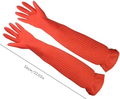 Obrázek produktu pro 56 cm dlouhé latexové rukavice pro akvária a akvária s rybami, silné ochranné rukavice, odolné proti opotřebení