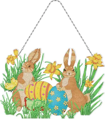 Zdjęcie produktu dla 5D Diamond Painting DIY Easter Rabbit Rhinestone Diamond Painting Pendant dla dorosłych Mosaic Craft Ornament Diamond Art Kits, YH301