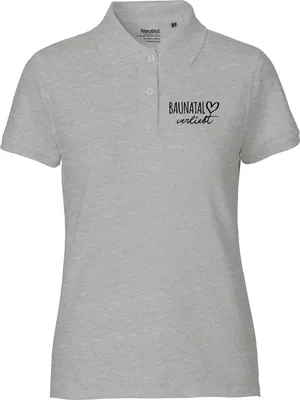 Produktbild von Huuraa Damen Polo Shirt Baunatal verliebt XS Sport Grey Bio Baumwolle Fairtrade Poloshirt Geschenkidee