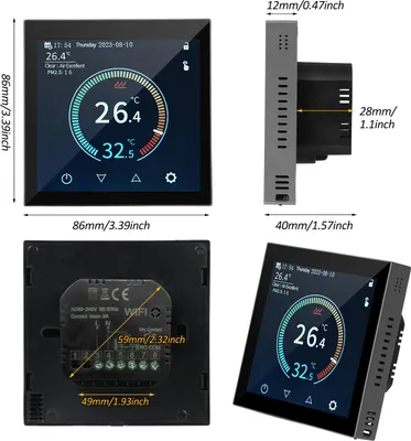 Obrázek produktu pro HYT001 WIFI Smart Heating Thermostat Digital Temperature Controller Mobile Phone APP Control Touchscreen LCD Display Weekly Programmable Thermostat Anti-freeze for Home School Office Hotel Smart Life APP Control