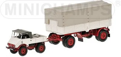 Immagine prodotto di Mercedes-Benz Unimog 401 + Pritschenanhanger - 1:43 - Minichamps